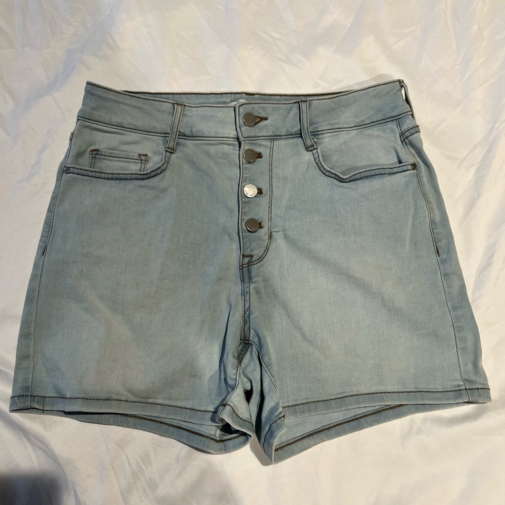Light blue denim shorts